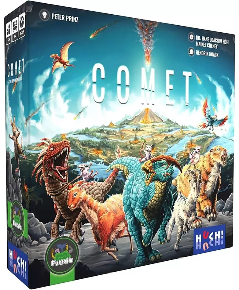 Boîte du jeu de société Comet édité par Atalia – jeu stratégique et interactif où les joueurs sauvent des animaux avant l’impact d’une comète.