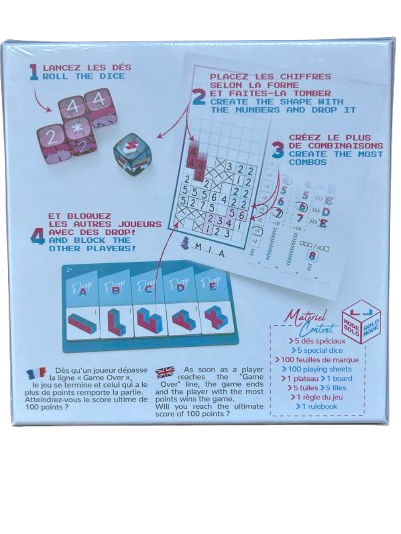 jeu de société Number Drop face arrière